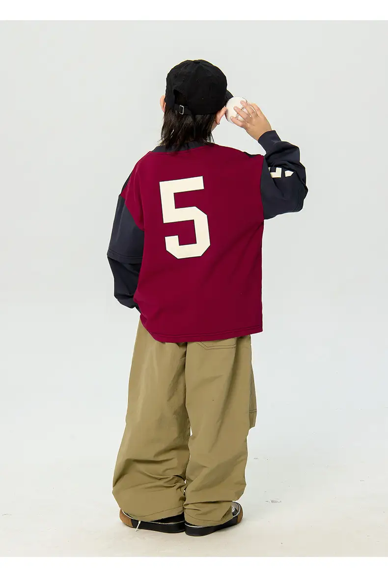 Kids Korean Style Long Sleeve T-Shirt Navy Black — feature 14