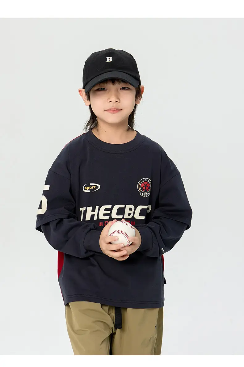 Kids Korean Style Long Sleeve T-Shirt Navy Black — feature 16
