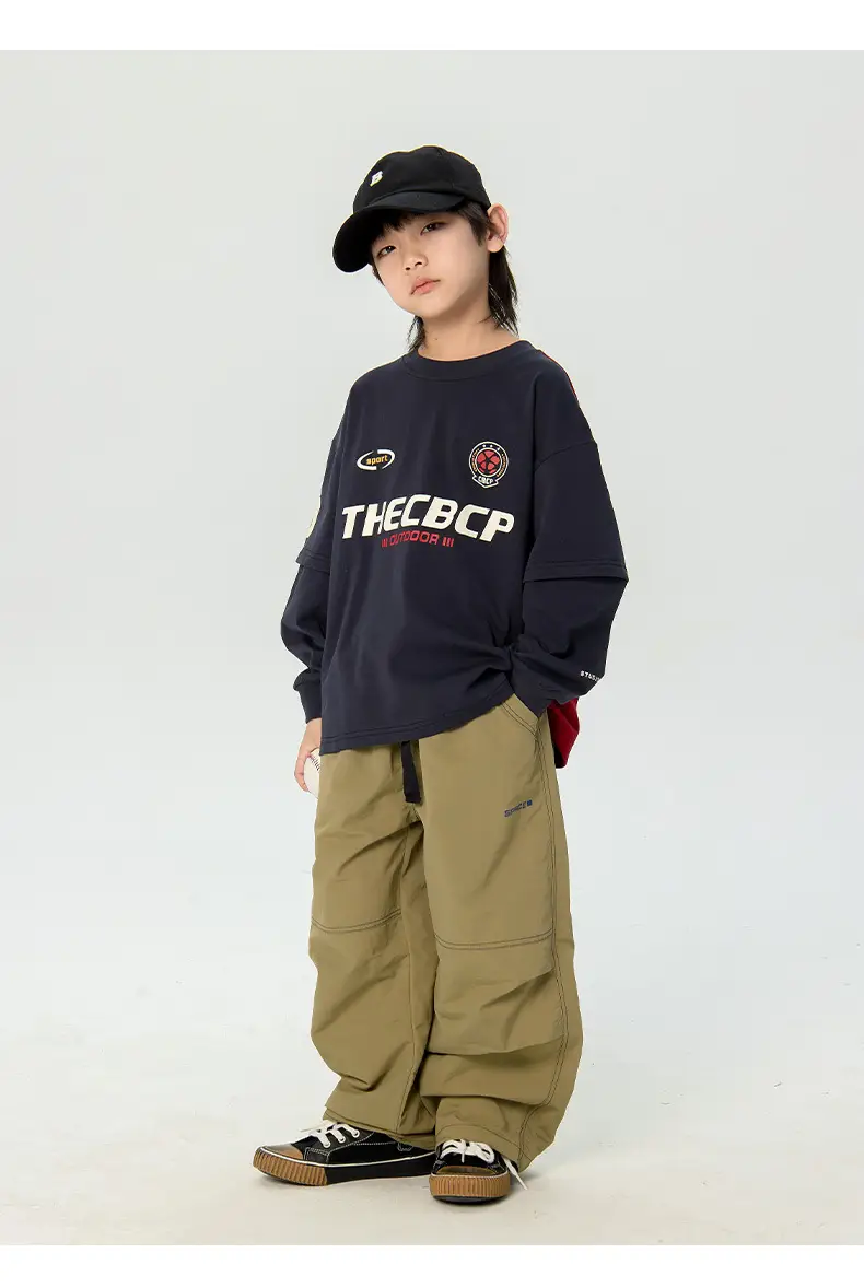 Kids Korean Style Long Sleeve T-Shirt Navy Black — feature 17