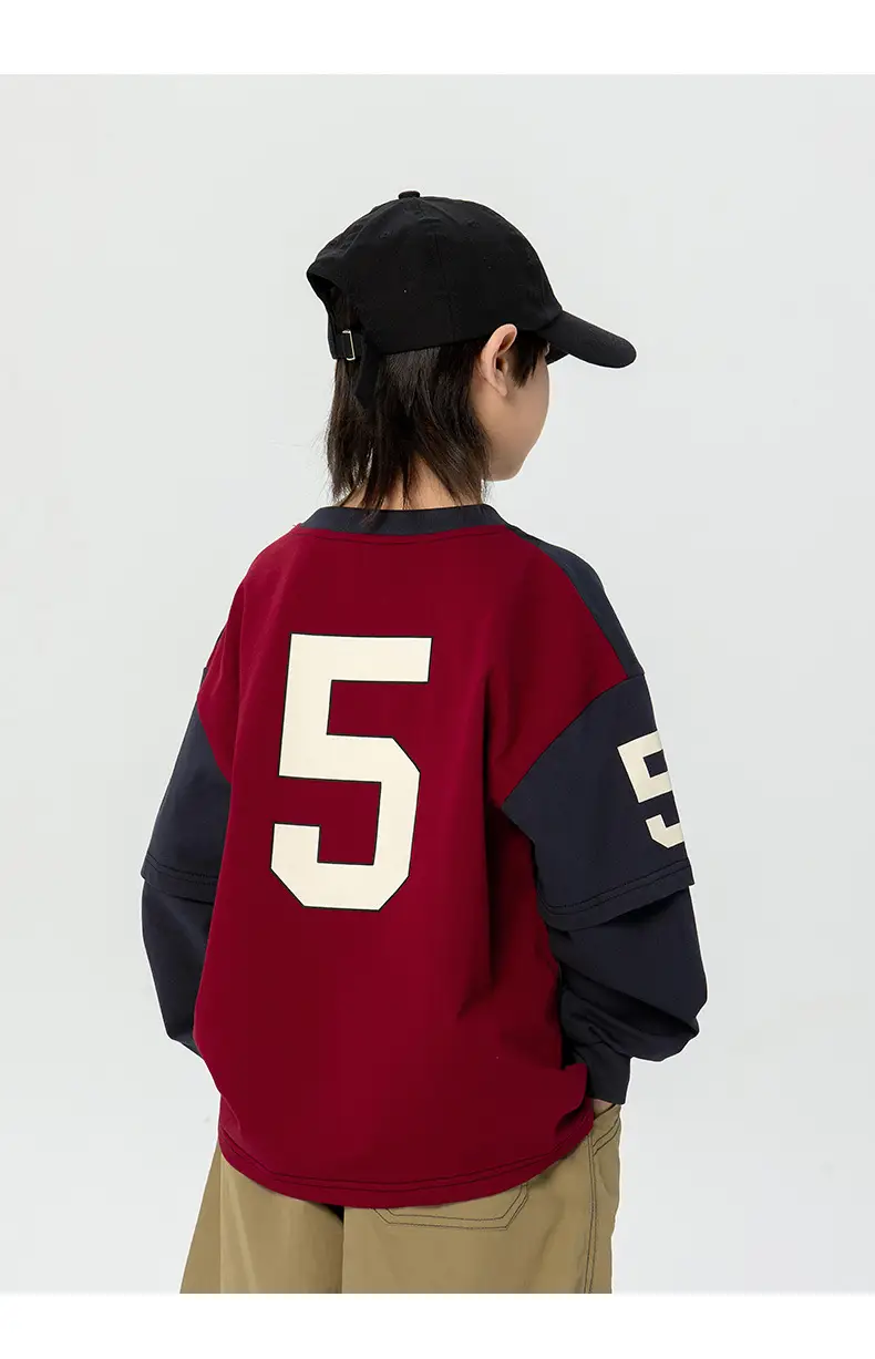 Kids Korean Style Long Sleeve T-Shirt Navy Black — feature 6
