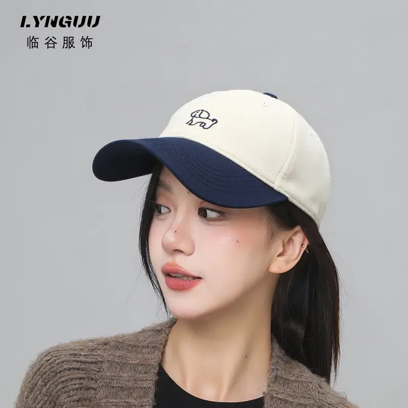 Women White Blue Embroidered Baseball Cap - Image 3