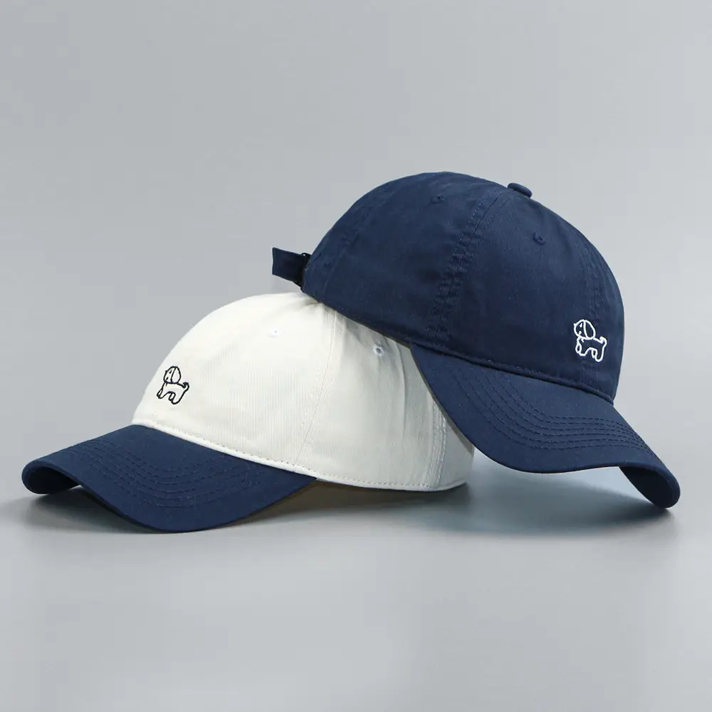 Women White Blue Embroidered Baseball Cap — feature 1