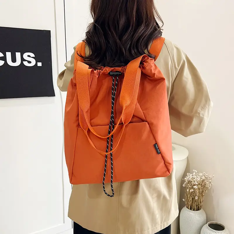 Women's Green Drawstring Bucket Bag Large Capacity Casual Shoulder Bag