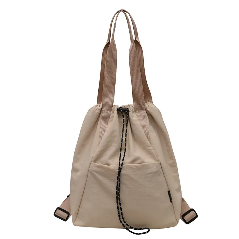 Women's Green Drawstring Bucket Bag Large Capacity Casual Shoulder Bag