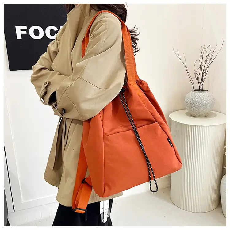 Women's Green Drawstring Bucket Bag Large Capacity Casual Shoulder Bag — feature 25