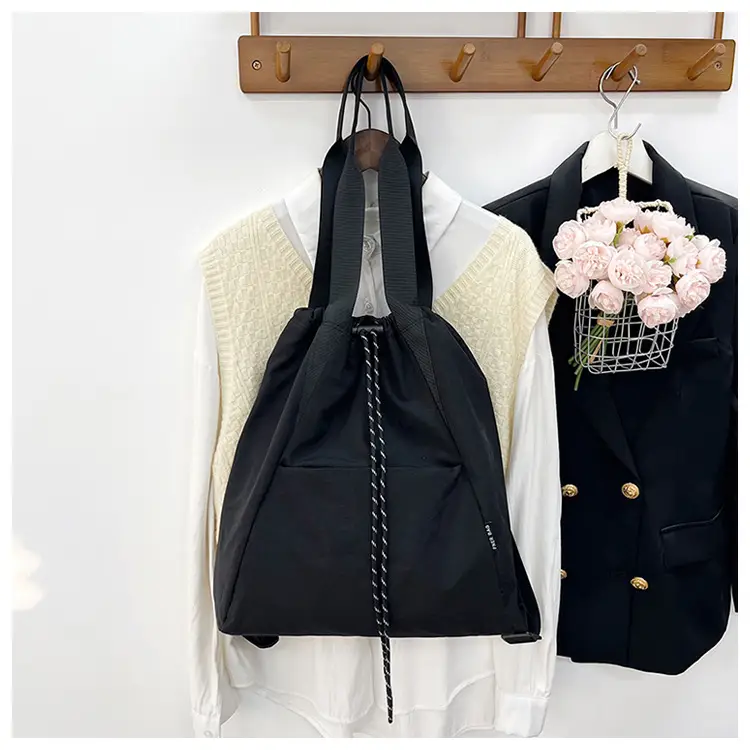 Women's Green Drawstring Bucket Bag Large Capacity Casual Shoulder Bag — feature 40