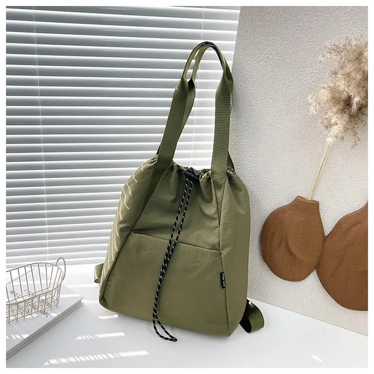 Women's Green Drawstring Bucket Bag Large Capacity Casual Shoulder Bag — feature 43