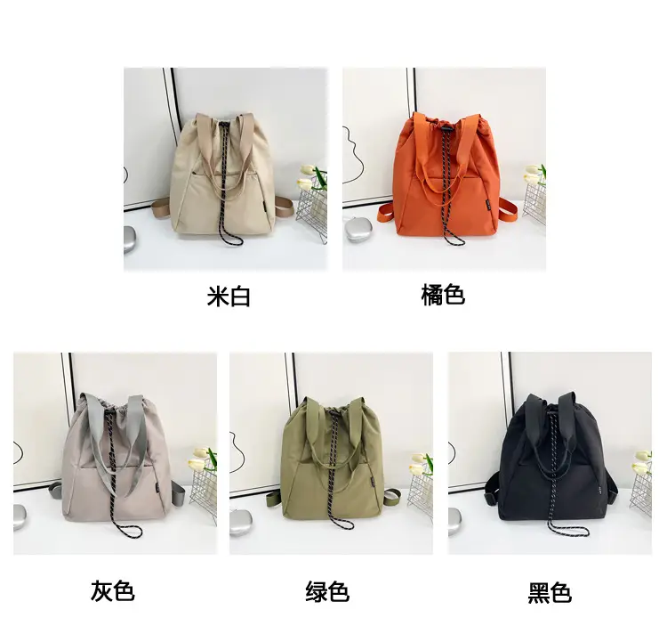 Women's Green Drawstring Bucket Bag Large Capacity Casual Shoulder Bag — feature 5