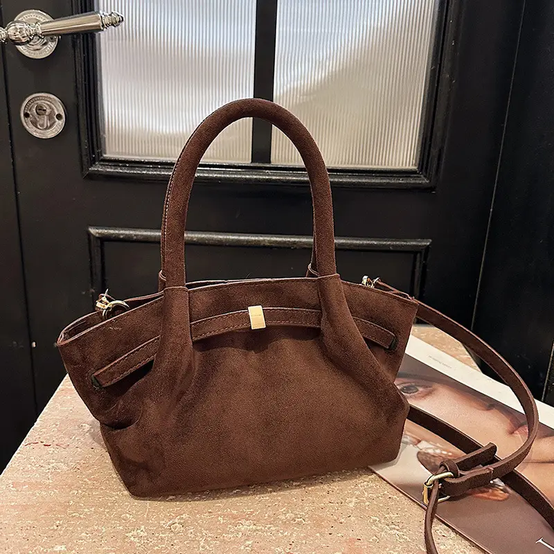 Maroon Pleated Hand Tote Bag with Vintage Wings Design