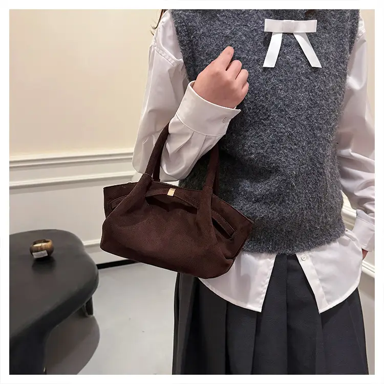 Maroon Pleated Hand Tote Bag with Vintage Wings Design — feature 11