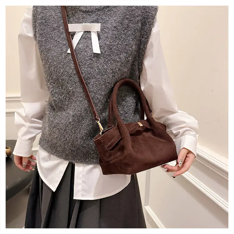 Maroon Pleated Hand Tote Bag with Vintage Wings Design — feature 12