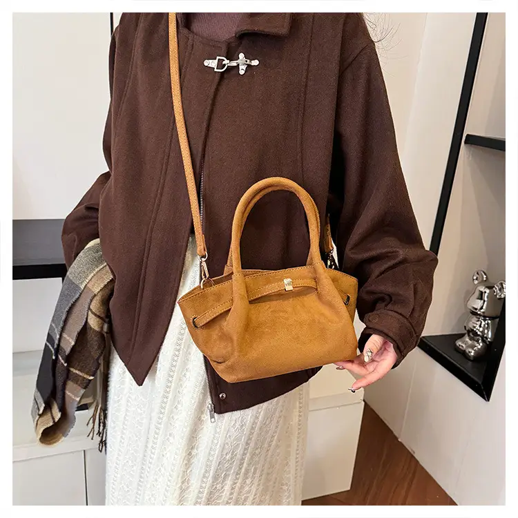 Maroon Pleated Hand Tote Bag with Vintage Wings Design — feature 17