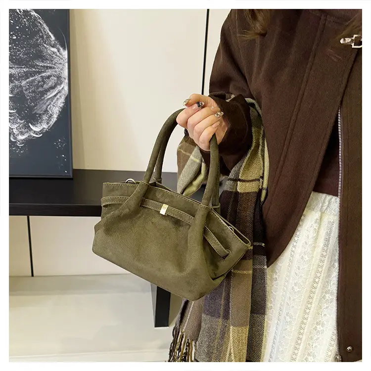 Maroon Pleated Hand Tote Bag with Vintage Wings Design — feature 20