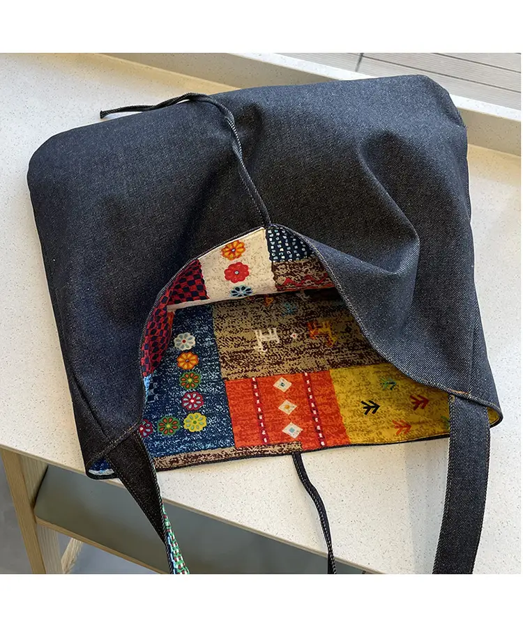 New Ethnic Patchwork Shoulder Bag Large Capacity Denim — feature 11