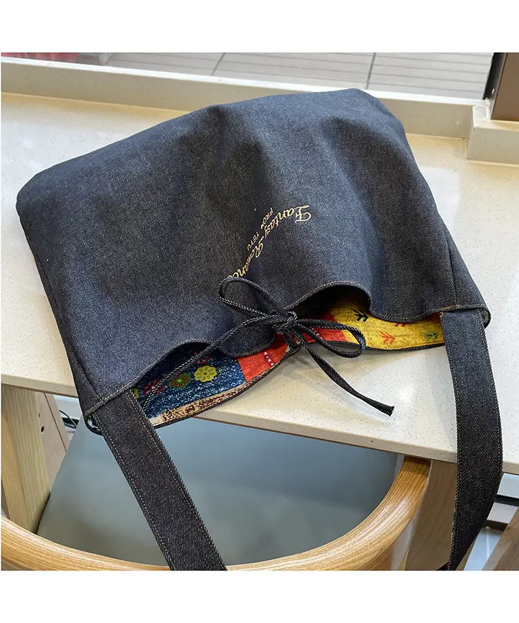 New Ethnic Patchwork Shoulder Bag Large Capacity Denim — feature 12