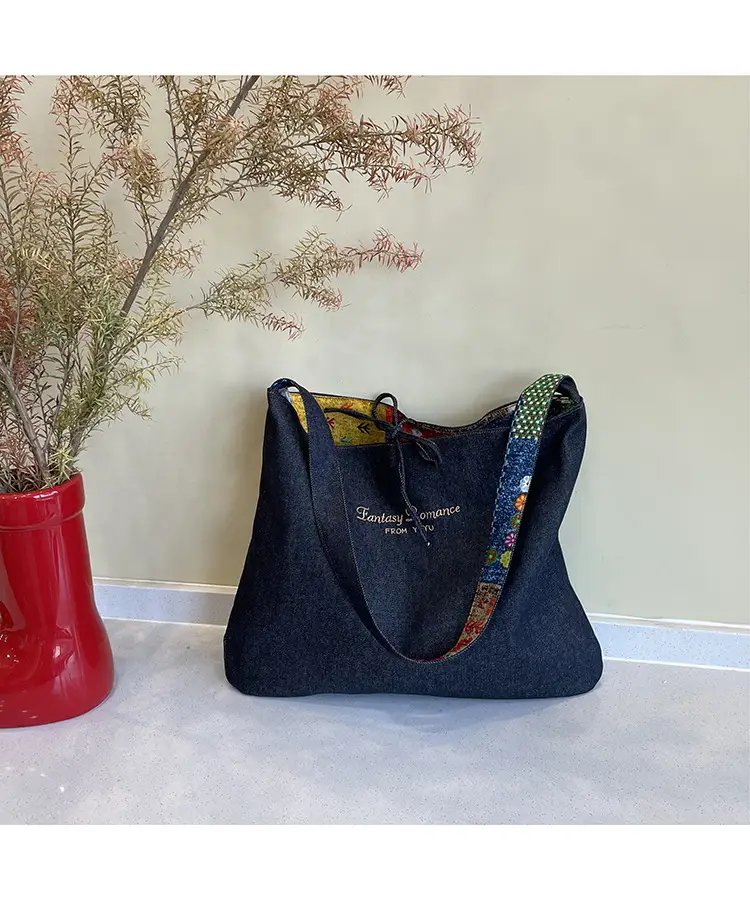 New Ethnic Patchwork Shoulder Bag Large Capacity Denim — feature 9