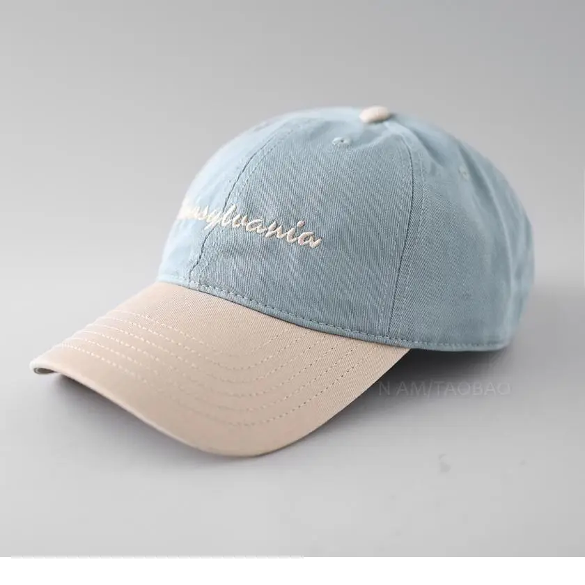 Men Pink Embroidered Baseball Cap Summer Sunshade - Image 9