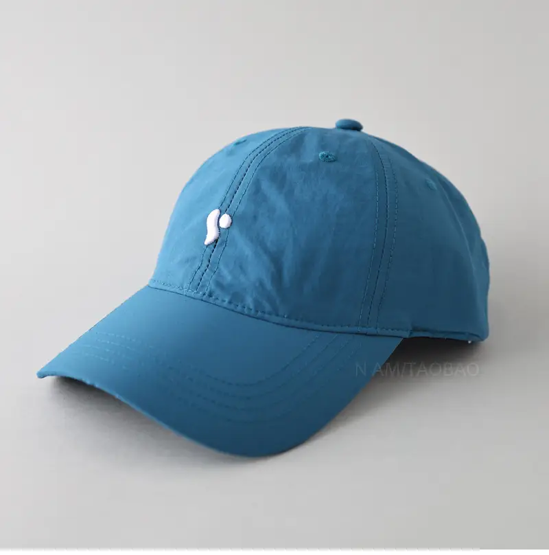 Men Blue Teal Baseball Cap with Embroidery