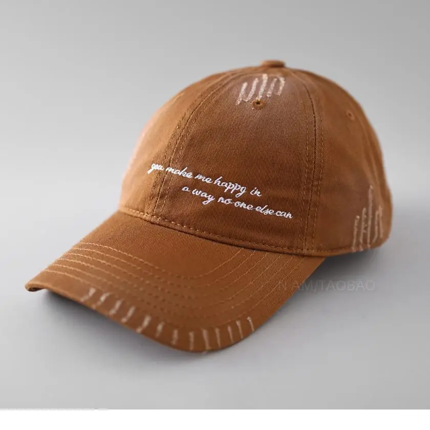 New Letter Embroidered Baseball Cap Brown - Image 7