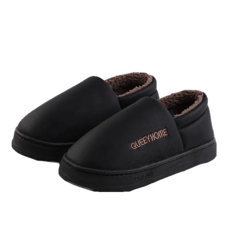Cotton Slippers with Heel Cover, Winter Waterproof 2025 New Model, Thick-Soled, Warm, Fleece-Lined, Couple's Cotton Shoes for Home Use, Women's Outdoor