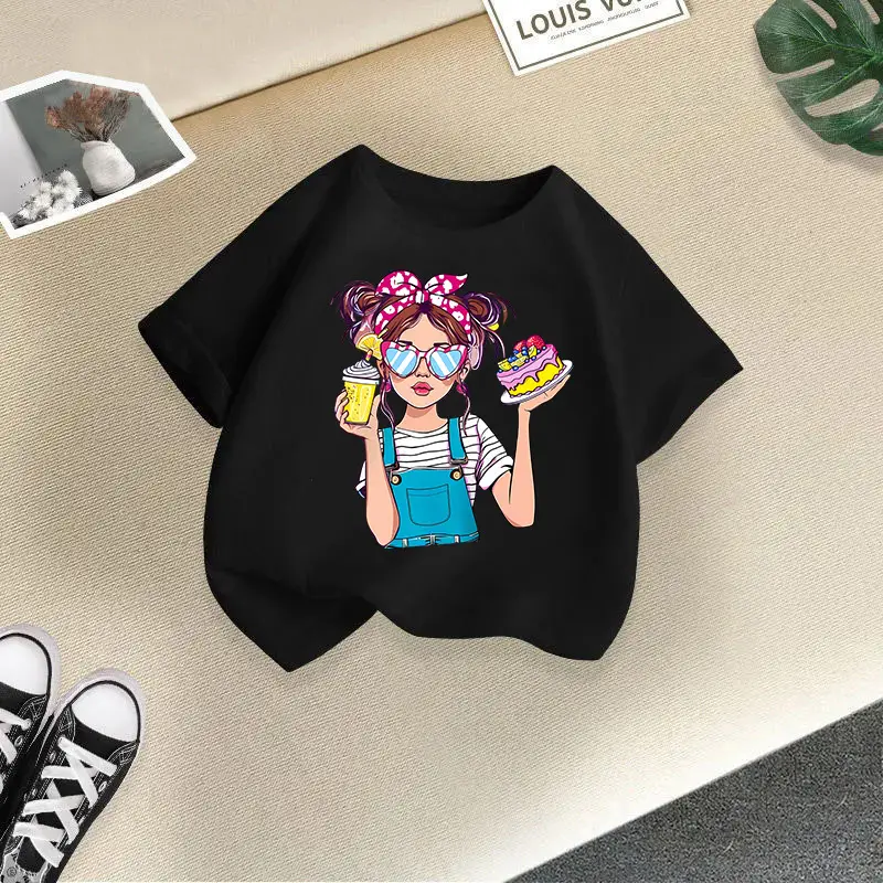 Girls Cotton Printed T-Shirt Blue Peace Love Love - Image 14