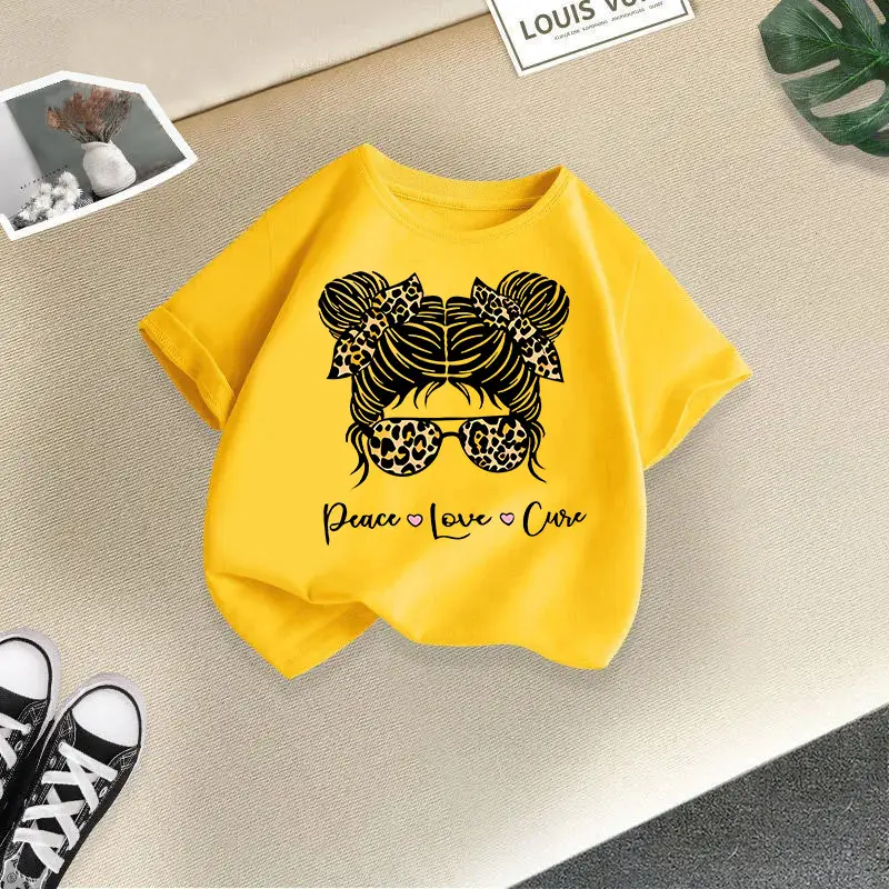 Girls Cotton Printed T-Shirt Blue Peace Love Love - Image 27