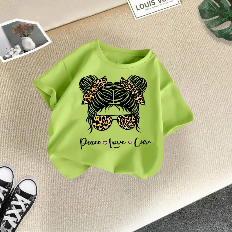 Girls Cotton Printed T-Shirt Blue Peace Love Love - Image 31