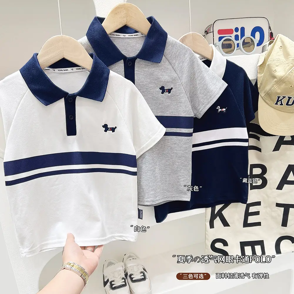 Boys Navy Polo Shirt 2025 Summer Top — feature 1