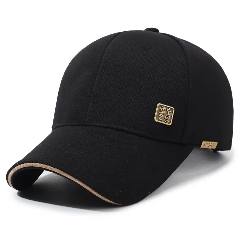 Men Black Guofeng Baseball Cap with Logo - Image 2