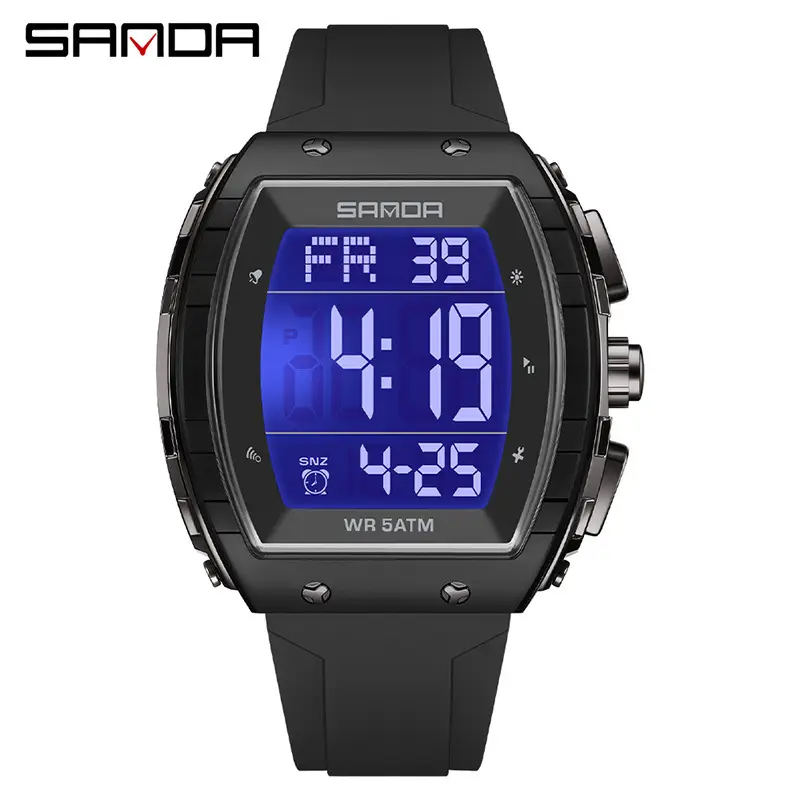 Sanda Digital Alarm Clock Watch Blue 1224 Waterproof - Image 38