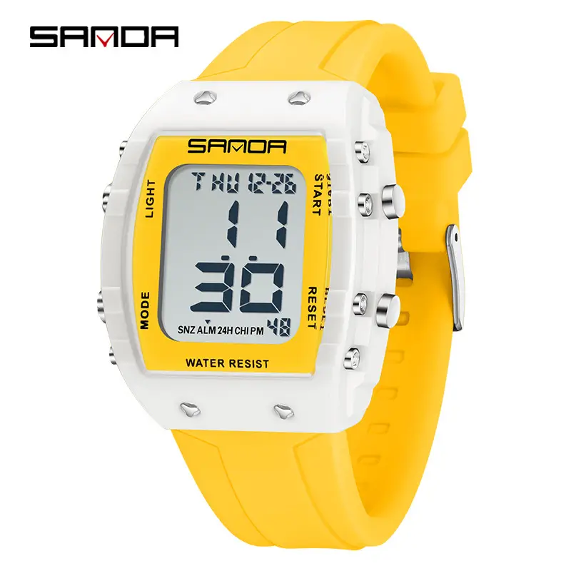 Sanda Digital Alarm Clock Watch Blue 1224 Waterproof - Image 25