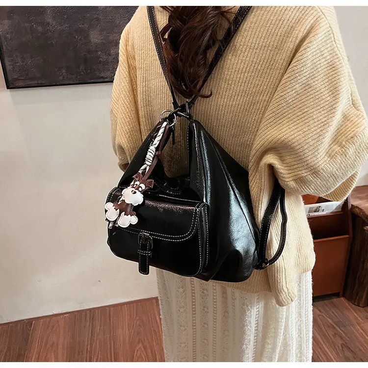 Brown Leather Women's Shoulder Bag with Chain Strap — feature 19