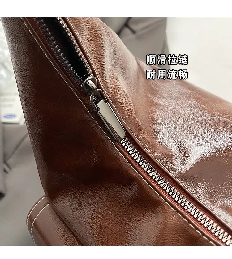 Brown Leather Women's Shoulder Bag with Chain Strap — feature 4