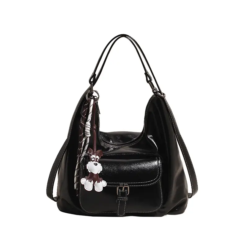 Brown Leather Women's Shoulder Bag with Chain Strap - Image 2