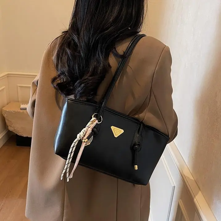 Women's Beige Gold Triangle Handbag with Strap