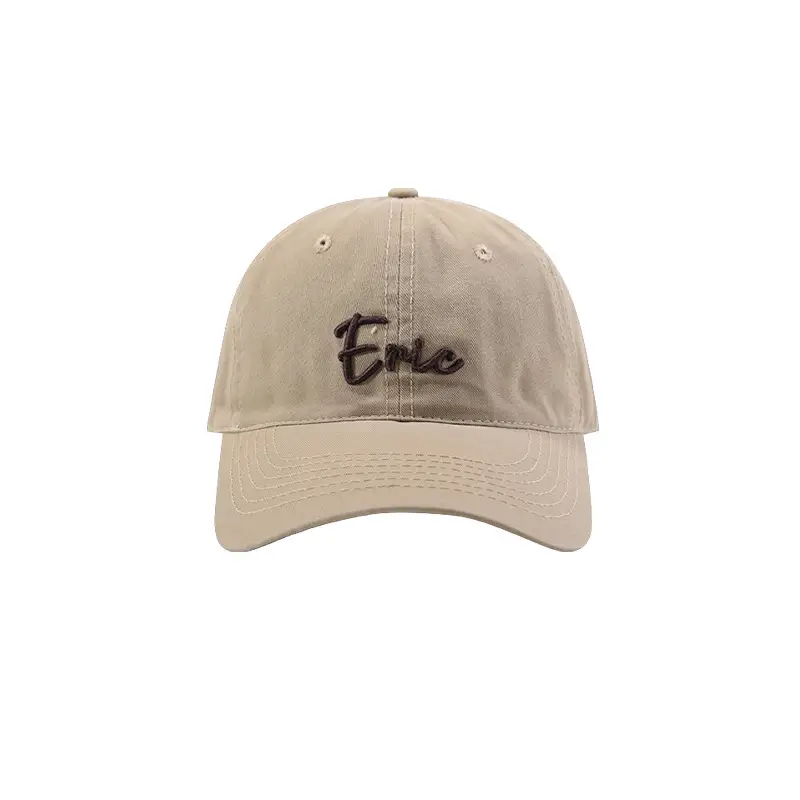 Eric Embroidered Beige Baseball Cap for Men