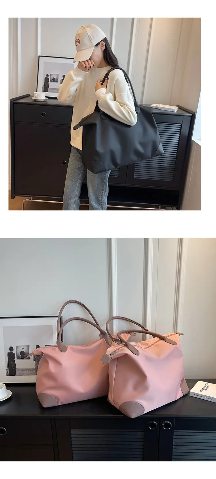 Large Capacity Pink Travel Tote Bag for Women — feature 4