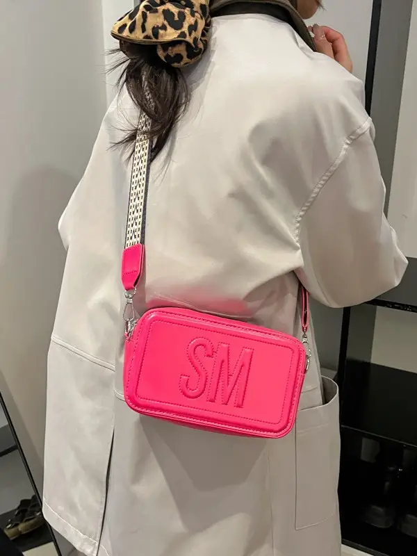 Red Lettered Women's Crossbody Bag with Wide Strap - Image 10