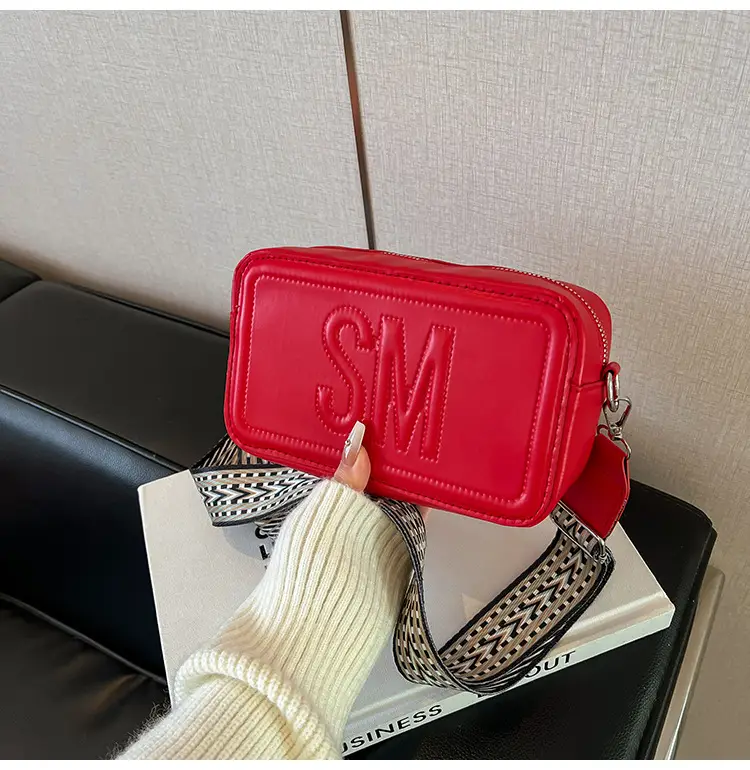 Red Lettered Women's Crossbody Bag with Wide Strap — feature 20