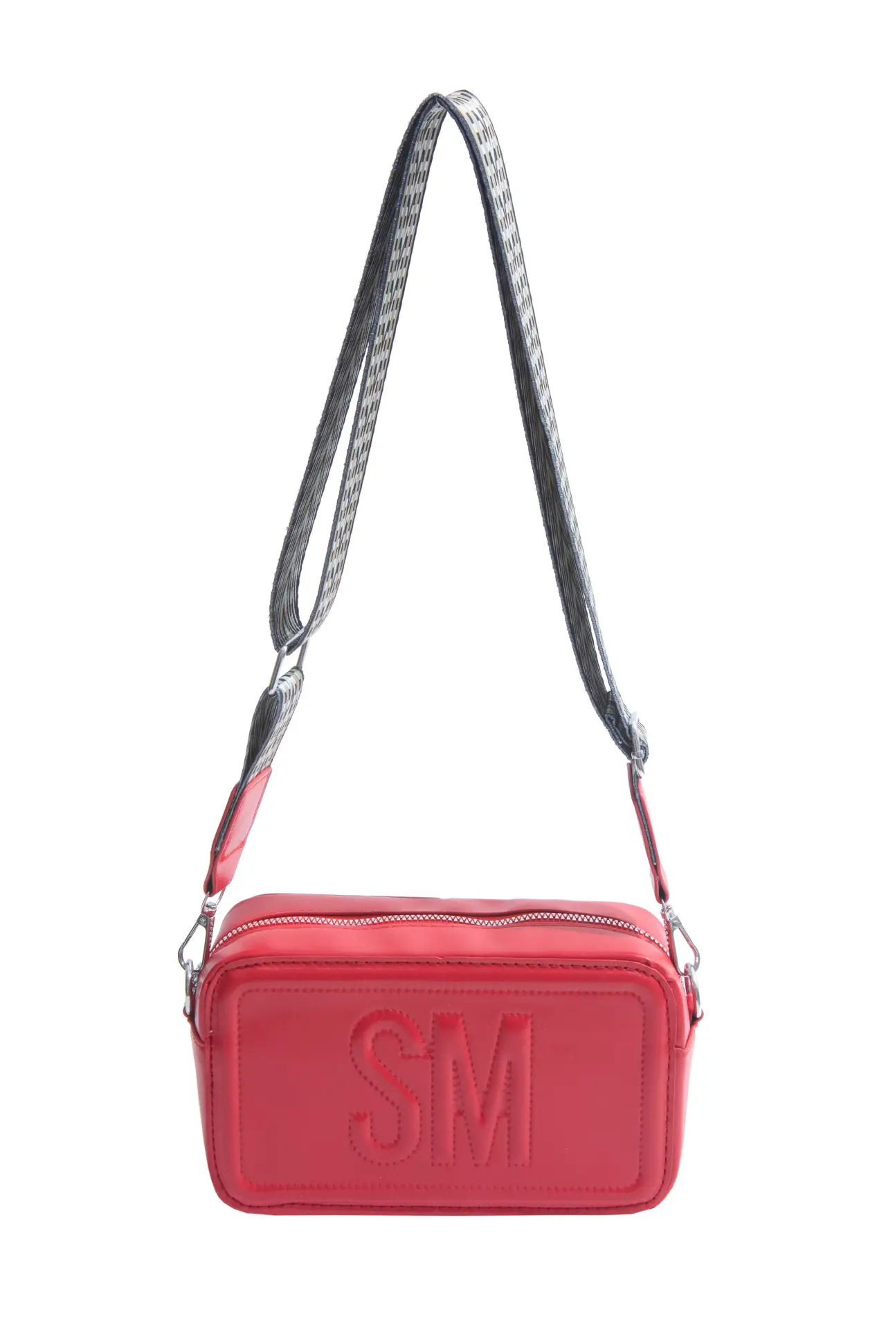 Red Lettered Women's Crossbody Bag with Wide Strap - Image 3