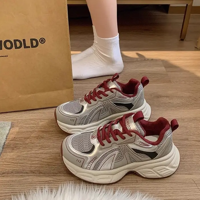 2025 Thick Gray Casual Shoes for Women