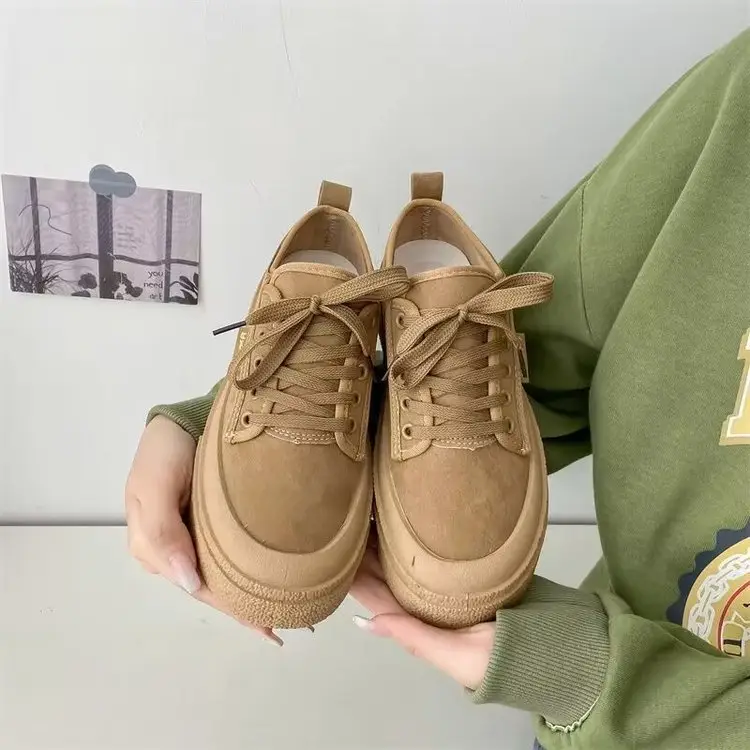 Popular Sneakers for Women, 2025 Spring New Style, Versatile, Small, Tall, Thick-Soled, Breathable Canvas Shoes for Women