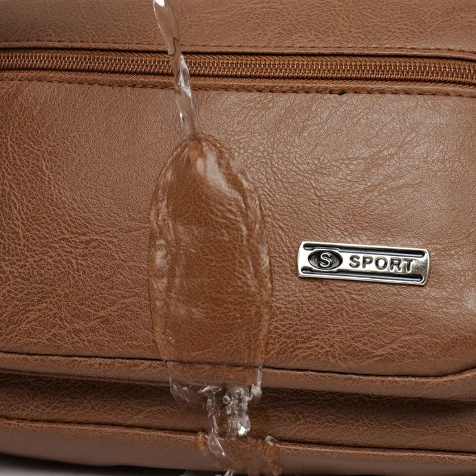 Men's 5-Layer PU Leather Shoulder Bag Black