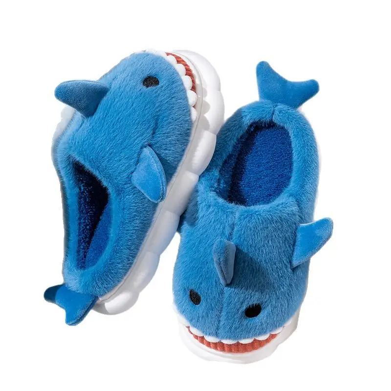Men's Shark Cotton Winter Slippers Warm Non-Slip