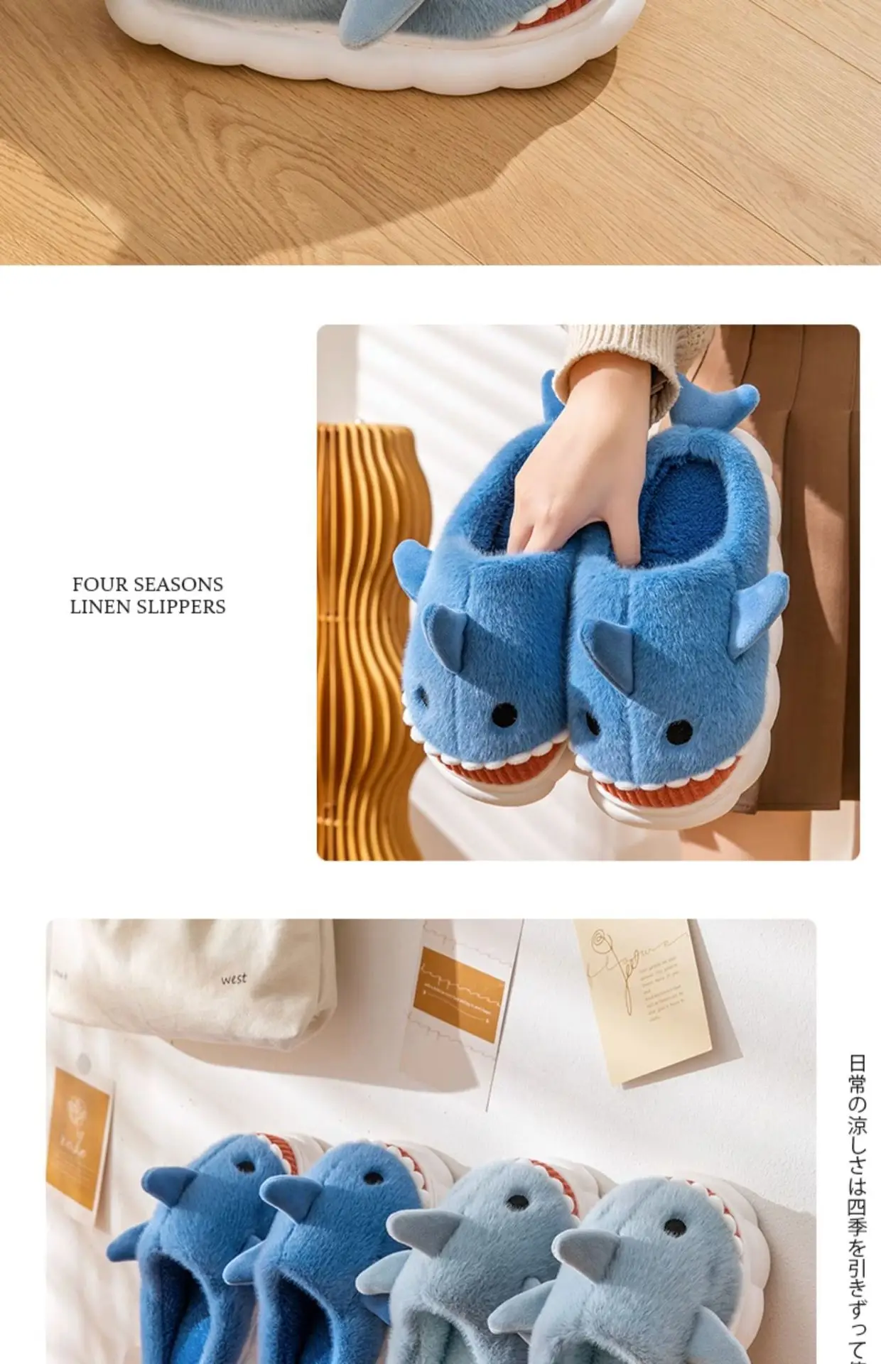 Men's Shark Cotton Winter Slippers Warm Non-Slip — feature 13