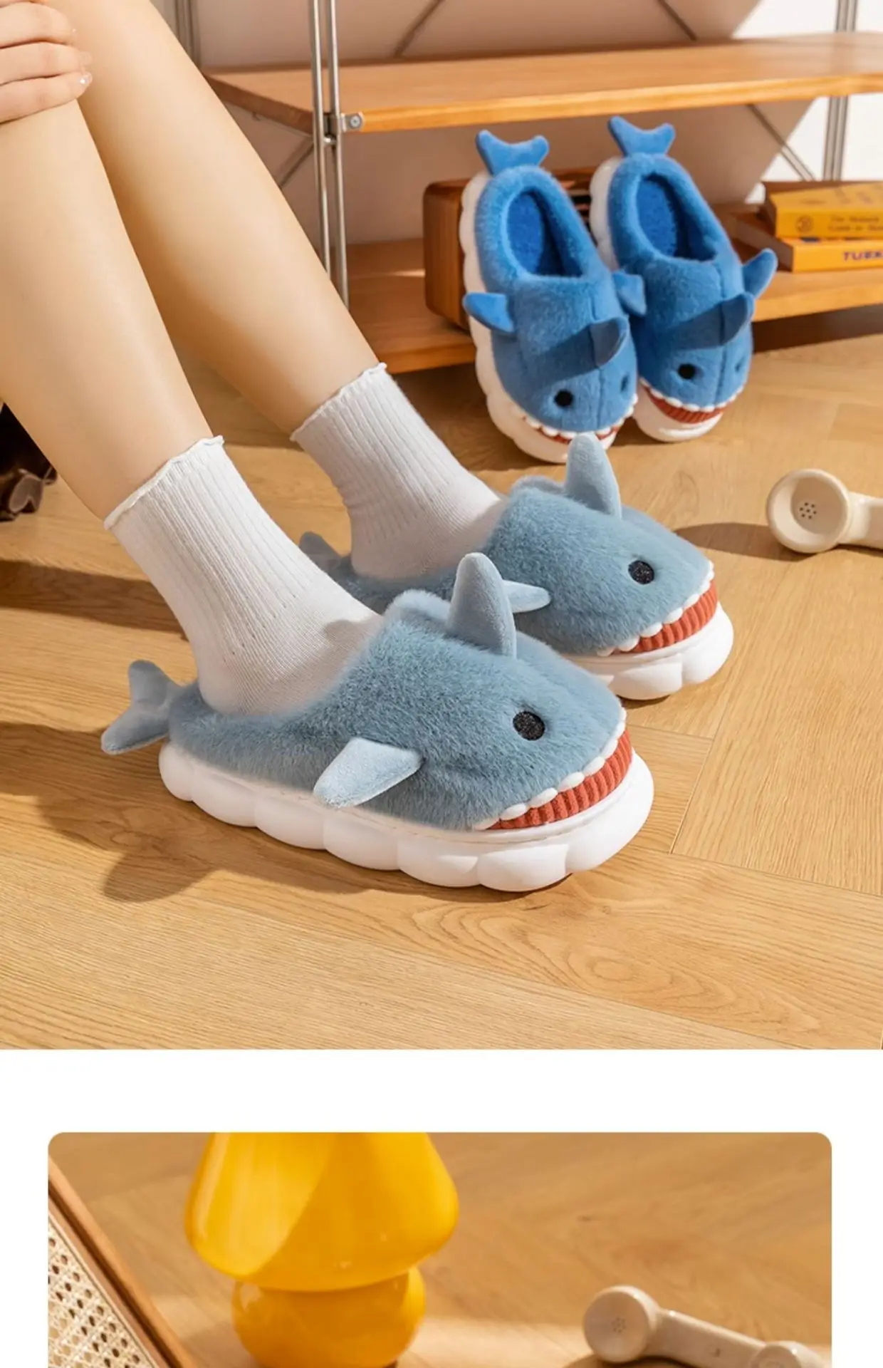 Men's Shark Cotton Winter Slippers Warm Non-Slip — feature 15