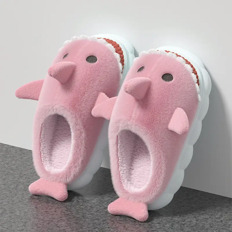 Men's Shark Cotton Winter Slippers Warm Non-Slip