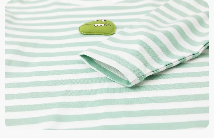 Kids Striped T-Shirt Green White DUDUJIA — feature 16