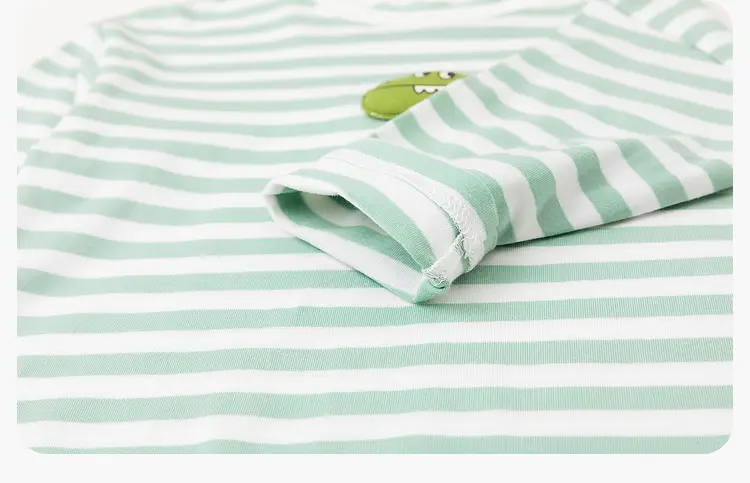 Kids Striped T-Shirt Green White DUDUJIA — feature 17