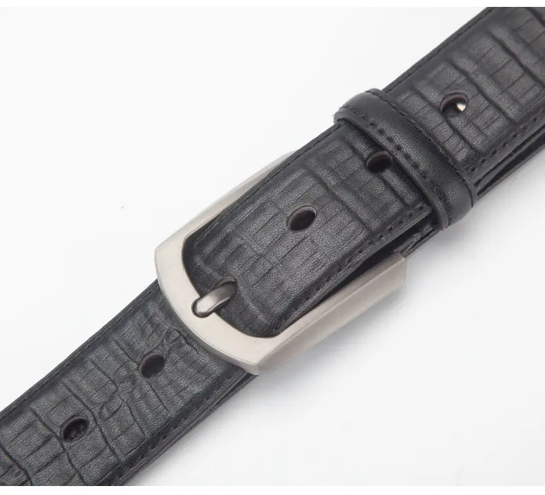 Men's Black Croc Leather Belt with Silver Buckle — feature 16